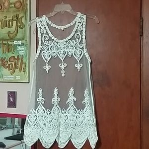 Creme Crochet/Embroidered Tank